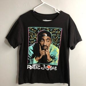 Poetic Justice Tupac Womens Graphic T-Shirt Medium